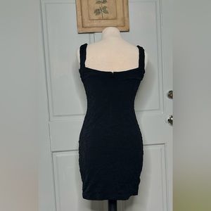 Vintage Betsey Johnson Y2K black textured bodycon sleeveless stretch dress